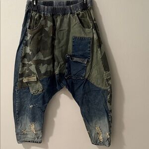 Camo Patchwork Ankle Jeans